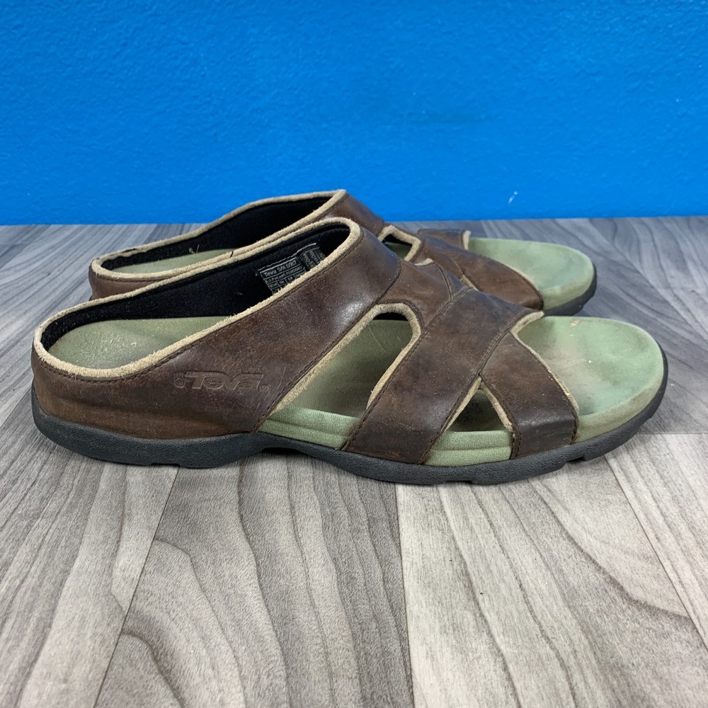 Teva Slide Leather Slip On Sandals Slides Brown F8002k Size 13